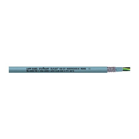 0015707 ÖLFLEX 150 CY 7G1 LAPP Cabo multinorma blindado e resistente ao óleo, com aprovação H05VVC4V5-K e AWM