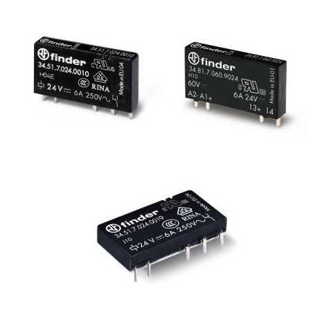 34.81.7.060.7125 348170607125 FINDER Series 34 Mini relé para circuito impresso (EMR ou SSR) 0.1-2-6 A