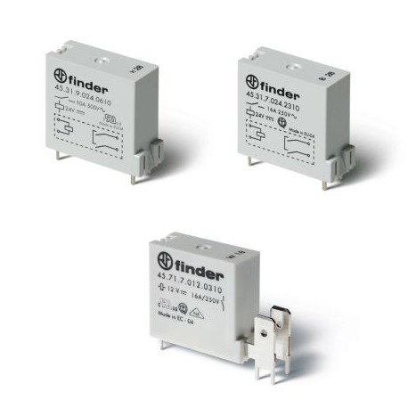 459170120311 FINDER Series 45 Mini relé para circuito impresso + Faston 250 16 A