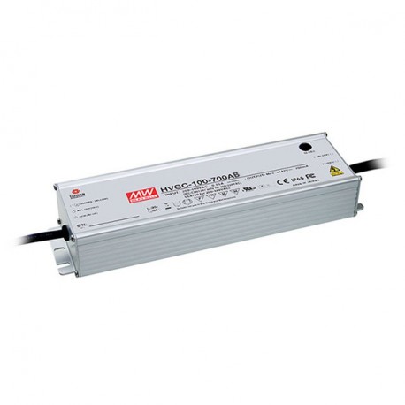 HVGC-100-350AB MEANWELL Driver LED AC-DC à sortie unique à Courant Constant (CC) avec PFC intégré, Sortie 0,..