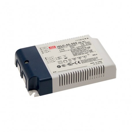 IDLC-45-700DA MEANWELL Driver de LED, Entrada: 90-295V, CA, Saída: 700mA. 44,8 W, Intervalo de Tensão 38-64V..