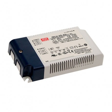 IDLV-65A-48 MEANWELL Driver LED, Entrada: 180-295V, CA, Salida: 48Vcc, 1350mA.Potencia: 64,8W, Regulación 0-..