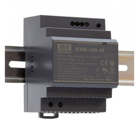HDR-100-12N MEANWELL AC-DC Ultra slim DIN rail power supply, Input range 85-264VAC, Output 12VDC / 7.5A, Non..