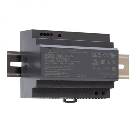 HDR-150-12 MEANWELL Alimentation AC-DC pour rail DIN, Entrée 85-264 VAC, Sortie 12VDC / 11.3 A