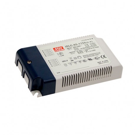 IDLC-65A-1750 MEANWELL AC-DC Constant Current LED Driver (CC) with PFC, Output 36VDC / 1.75A, 2 in 1 dimming..