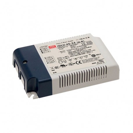 IDLV-45A-24 MEANWELL Driver LED, Entrada: 90-295V, CA, Salida: 24VCC, 1880mA. Potencia: 45,1W, Regulación 0-..
