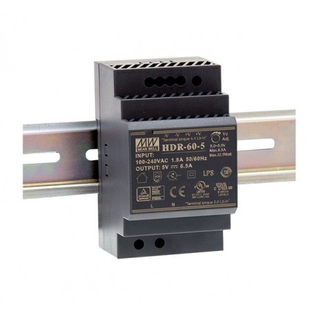 HDR-60-48 MEANWELL AC-DC Ultra slim DIN rail power supply, Input range 85-264VAC, Output 48VDC / 1.25A, Pass..