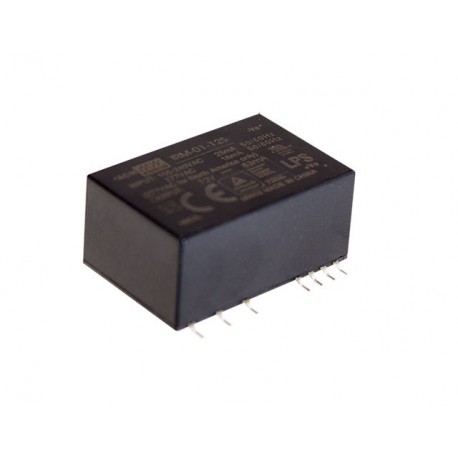 IRM-01-12S MEANWELL Alimentation AC-DC encapsulé, Entrée 85-305 VAC, Sortie 12VDC / 0.083 A, SMD, taille min..