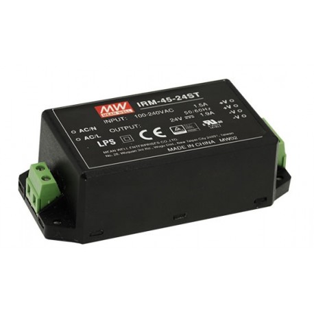 IRM-45-5ST MEANWELL AC-DC Single output Encapsulated power supply, Output 5VDC / 8A, Screw terminal style, m..