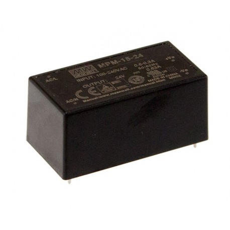 MPM-15-5 MEANWELL AC-DC Single output Medical Encapsulated power supply, Output 5VDC / 3A, PCB through hole,..