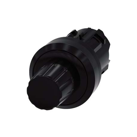 3SU1000-0HC10-0AA0 SIEMENS stop button, 22 mm, round, plastic, black, pushbutton raised, latchable after pus..