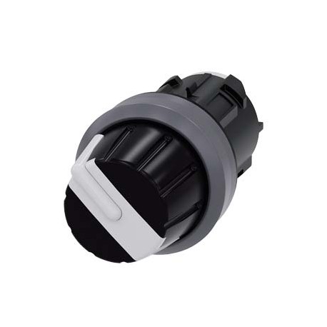 3SU1030-2AS60-0AA0 SIEMENS selector, 22 mm, redondo, plástico con anillo frontal de metal, blanco, botón gir..