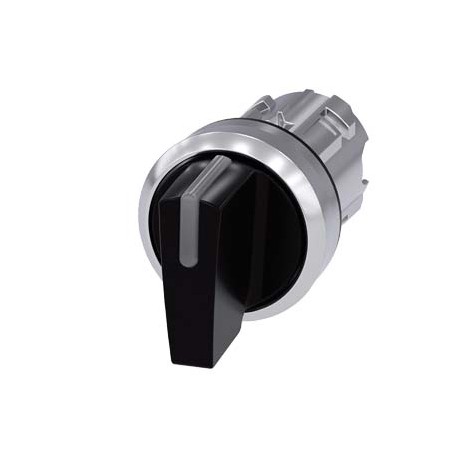 3SU1052-2BL10-0AA0 SIEMENS Selector iluminable, 22 mm, redondo, metal brillante, negro, muletilla corta, 3 p..