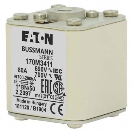FUSE 80A 690V 1*BN/50 AR UC 170M3411 EATON ELECTRIC 170M3411