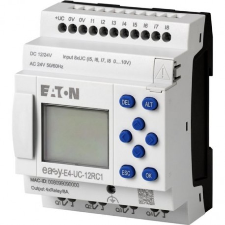 EASY-E4-UC-12RC1 197211 4500546 EATON ELECTRIC Nano Controlador easy E4 Aparato base 12/24 V DC 24 V AC 8 ED..