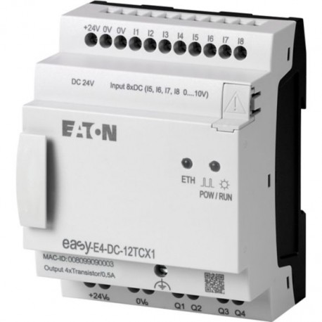 EASY-E4-DC-12TCX1 197214 4500549 EATON ELECTRIC Module logique, easyE4 (extensible, Ethernet), 24 V DC, Entr..