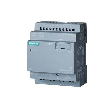 6ED1052-2CC08-0BA0 SIEMENS LOGO! 24CEO, módulo lógico, sin display, FA/E/S: 24 V/24 V/24 V trans., 8 DI (4 A..