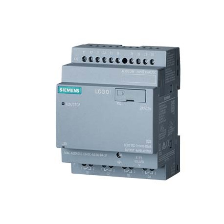 6ED1052-2HB08-0BA0 SIEMENS LOGO! 24RCEO (AC), módulo lógico, FA/E/S: DC 24V/24V AC/relé, 8 DI/4 DO, sin disp..
