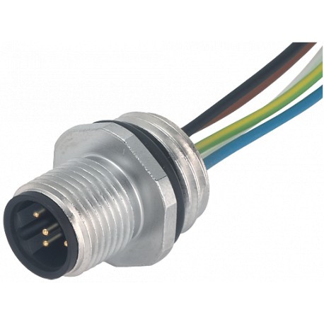 7000-14121-9750100 MURRELEKTRONIK M12 male flange plug B-cod. front mount PE-wire 5X0.34 1m