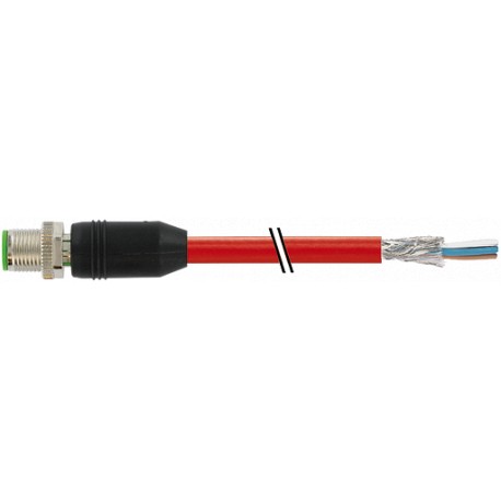 7000-14541-7922000 MURRELEKTRONIK M12 macho 0° D-cod. com cabo EN PUR 2x2xAWG22 blindado red UL/CSA + cadeia..