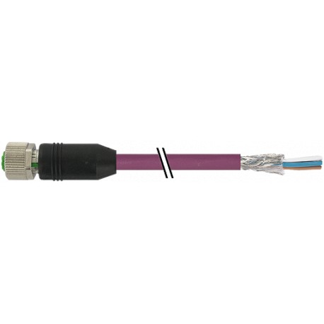 7000-14641-7981000 MURRELEKTRONIK M12 hembra 0° D-cod. con cable EN PUR 2x2xAWG22 apantallado violeta UL/CSA..
