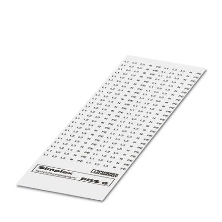 SBS 6:L1-N,PE 1008166 PHOENIX CONTACT Marker for terminal blocks, Card, white, Labeled, Labeling, longitudin..