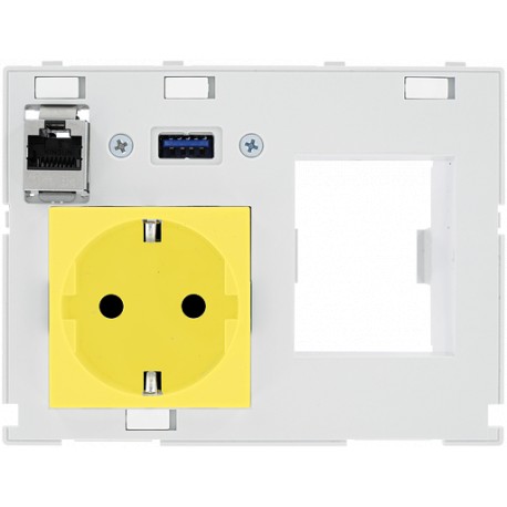 4000-68000-4390003 MURRELEKTRONIK MODLINK MSDD DBL COMBI INSERT GERMANY YELLOW, 1xRJ45+USB-A + RCD opening