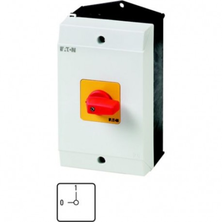 P1-25/I2H-RT/N 227865 EATON ELECTRIC Interruptor de pánico 3 polos + N 25 A Maneta roja/amarilla Placa indic..