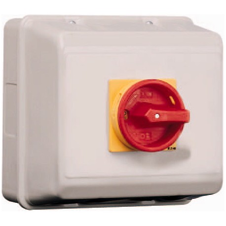 P3-100/ST/SVB 025520 EATON ELECTRIC Main switch, +steel enclosure, 3p, 100A, handle red yellow, lockable