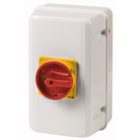 T5-4-15164/ST/SVB 081952 EATON ELECTRIC Main switch, +steel enclosure, 6p+1N/O+1N/C, Ie 80A, handle red yell..