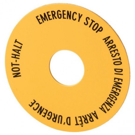 SRT11 121374 EATON ELECTRIC Label, emergency stop, HxW 50x50mm, yellow, DE, EN, FR, IT