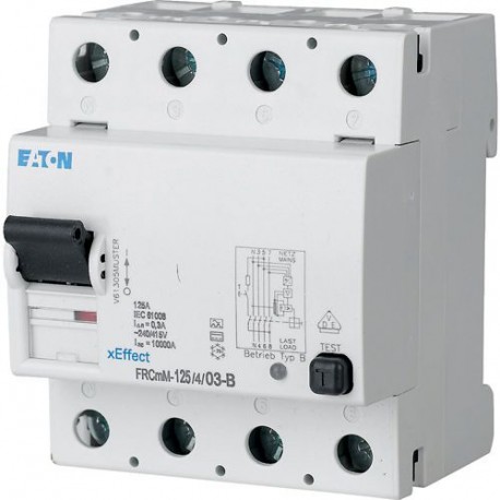 FRCMM-40/4/01-B 187804 EATON ELECTRIC AC/DC sensível de corrente residual disjuntores, 40A, 4p, 100mA, tipo B