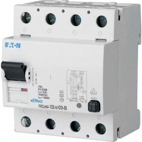FRCMM-63/4/01-B 187805 Y7-187805 EATON ELECTRIC AC/DC sensitive residual current circuit-breakers, 63A, 4p, ..