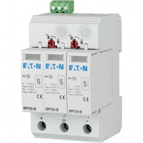 SPPVT2H-06-2+PE 176094 Y7-176094 EATON ELECTRIC Proteção de sobretensões, com cartuchos, 600V DC, 2P+N