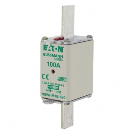 100NHM1B-690 EATON ELECTRIC Sicherungseinsatz, Niederspannung, 100 A, AC 690 V, NH1, aM, IEC, Doppelkennmeld..