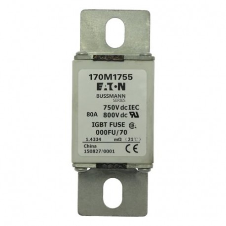 FUSE 80A 750V DC IEC aR 000FU/70 170M1755 EATON ELECTRIC 170M1755