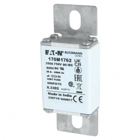FUSE 350A 750V DC 000FU/70 AR CU 170M1762 EATON ELECTRIC FUSE 350A 690V 000FU/70 AR CU