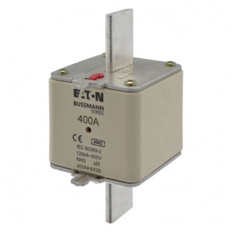 400NHM3B EATON ELECTRIC cartouche fusible, Basse tension, 400 A, AC 500 V, NH3, aM, IEC, à double indicateur..