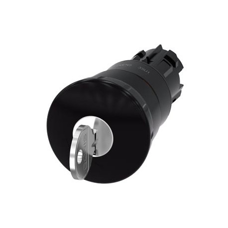 3SU1000-1HG10-0AA0 SIEMENS Mushroom pushbutton, 22 mm, round, plastic, black, 40 mm, with RONIS lock, lock n..