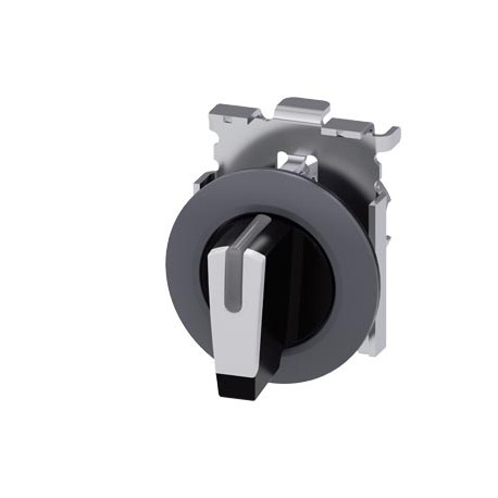 3SU1062-2DN60-0AA0 SIEMENS Selector, iluminable, 30 mm, circular, metal, mate, blanco, muletilla, corto, ani..