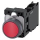 3SU1130-0AB20-3FA0 SIEMENS Pushbutton, 22 mm, round, plastic with metal front ring, red, Pushbutton, flat, m..