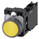 3SU1130-0AB30-3FA0 SIEMENS Pushbutton, 22 mm, round, plastic with metal front ring, yellow, Pushbutton, flat..
