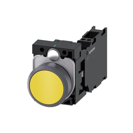 3SU1130-0AB30-3FA0 SIEMENS Pulsador, 22 mm, circular, plástico con anillo frontal de metal, amarillo, botón,..
