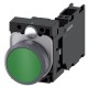 3SU1130-0AB40-3FA0 SIEMENS Pushbutton, 22 mm, round, plastic with metal front ring, green, Pushbutton, flat,..