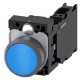 3SU1130-0AB50-3FA0 SIEMENS Pushbutton, 22 mm, round, plastic with metal front ring, blue, Pushbutton, flat, ..