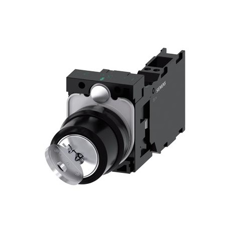 3SU1130-4BF11-3FA0 SIEMENS Interruptor de llave Ronis, 22 mm, circular, plástico con anillo frontal de metal..