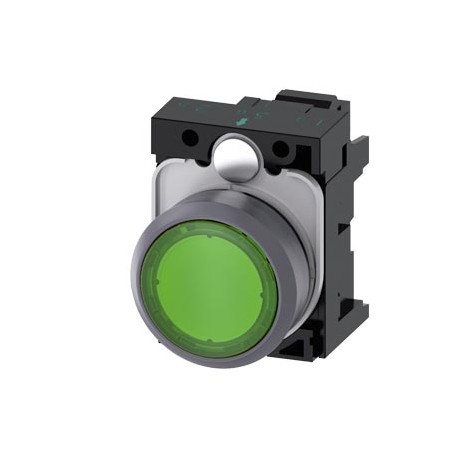 3SU1132-0AD40-3AA0 SIEMENS Lámpara de señalización, con diseño de pulsador luminoso, 22 mm, circular, plásti..