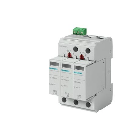 5SD7483-5 SIEMENS Surge arrester, Type 2, pluggable protective modules, UC 750V AC, 3-pole, for 4-wire netwo..