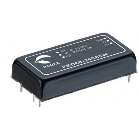 FED60-24D24W MEANWELL Convertisseur DC-DC pour montage sur circuit, Entrée: 9-36VDC. sortie double: -24 y +2..