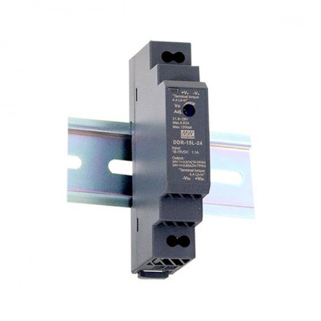 DDR-15L-15 MEANWELL Convertisseur DC-DC rail DIN, Entrée 18-75VDC, Sortie 15 VDC / 1A